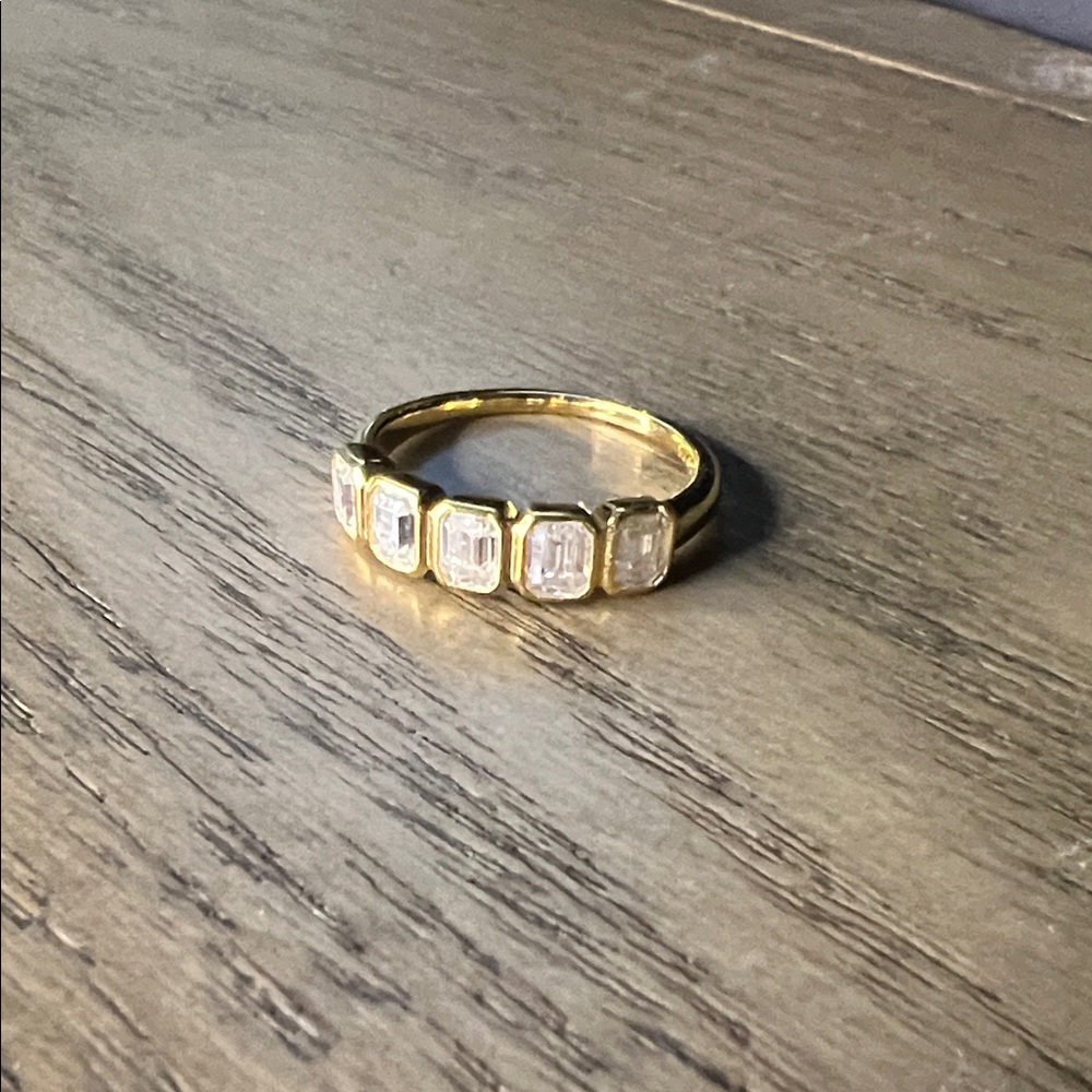 Gold over sterling moissanite ring
